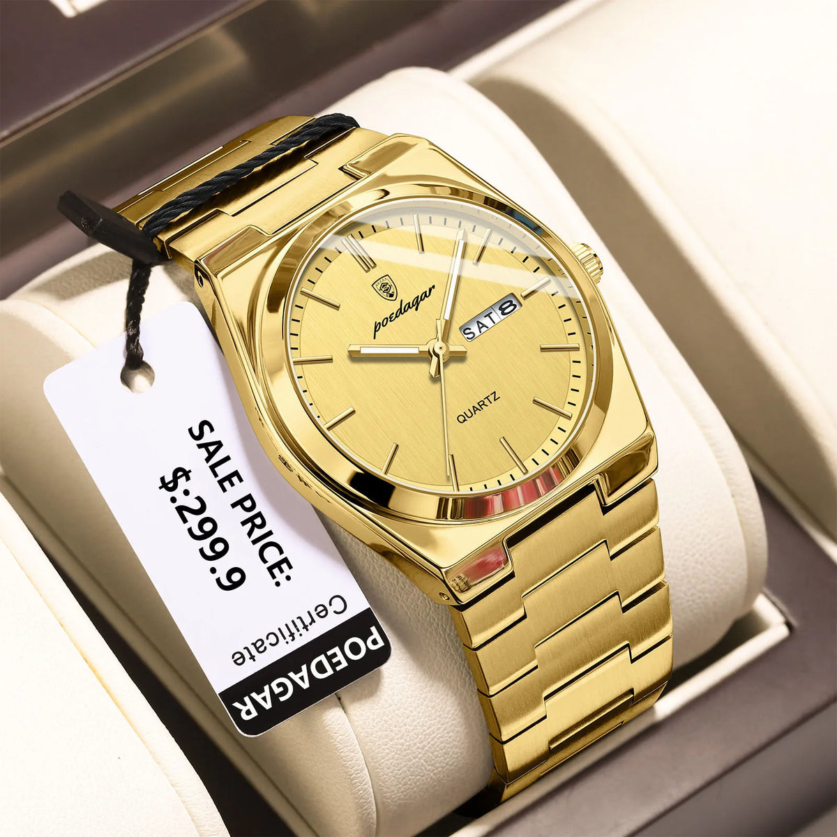 POEDAGAR Men's Stainless Steel Quartz Watch