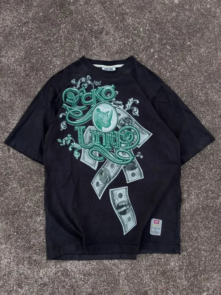 Y2KAffliction Short Sleeve Vintage Clothing Punk Hip Hop Graphic Print Oversized Tshirt Women Round Neck Cotton Short Sleeve Top