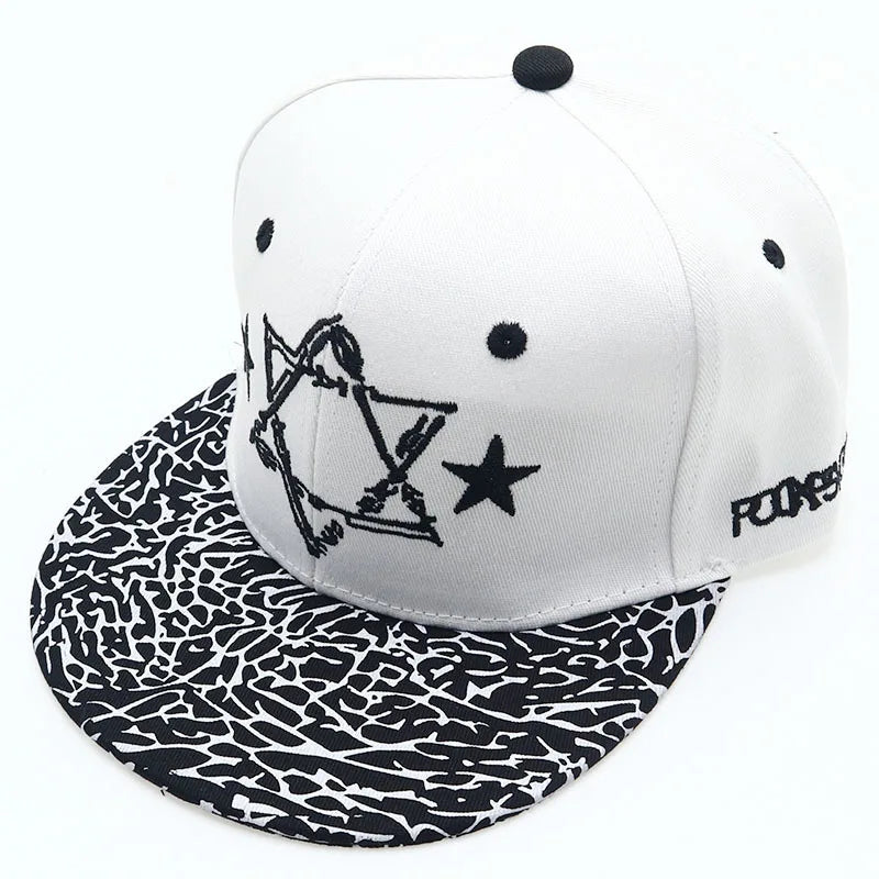 Youth Hip Hop Flat Brim Baseball Cap Outdoor Street Dance Hat for Men Fashion Snapback Adjustable Breathable Cotton