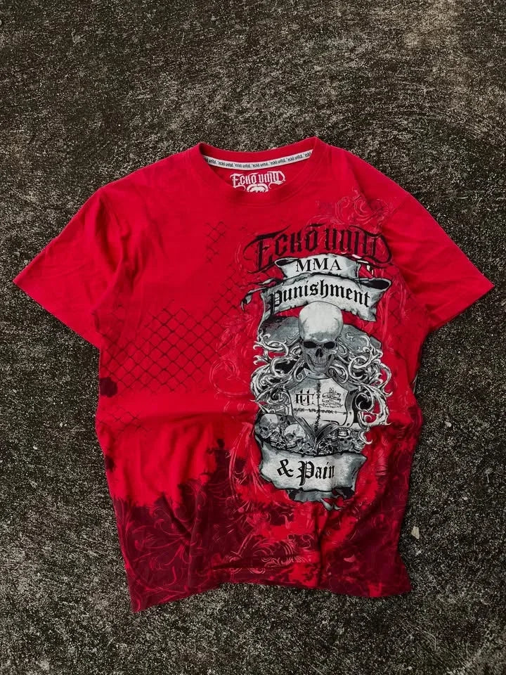 Y2KAffliction Short Sleeve Vintage Clothing Punk Hip Hop Graphic Print Oversized Tshirt Women Round Neck Cotton Short Sleeve Top