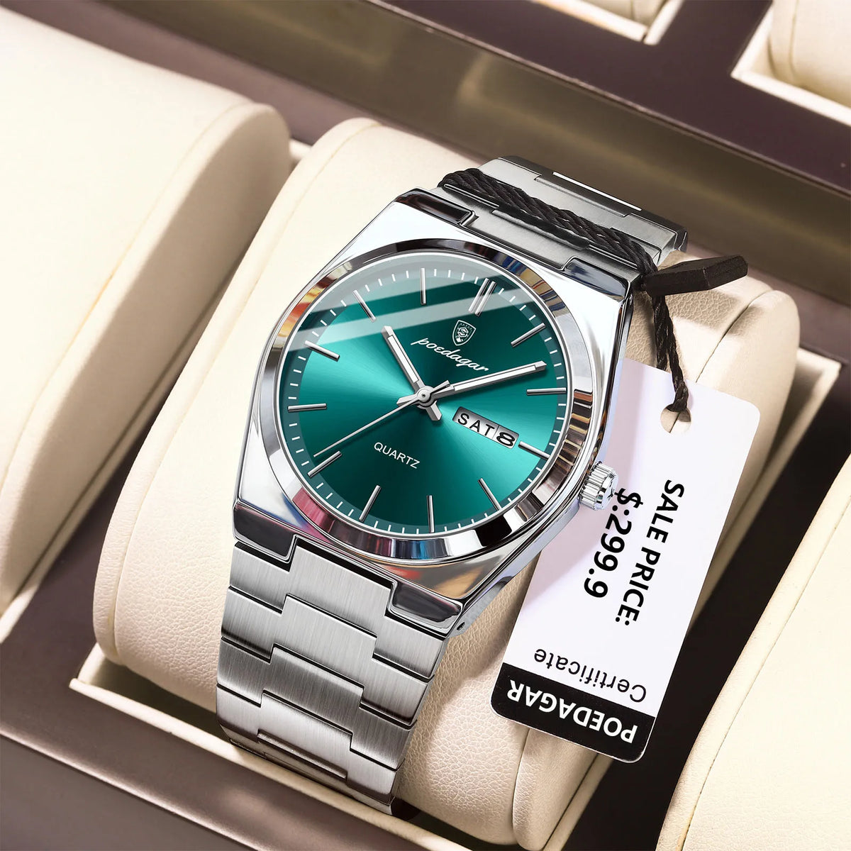 POEDAGAR Men's Stainless Steel Quartz Watch