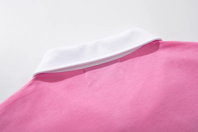 Embroidered Patchwork Rhinestone Letter Contrasting Lapel Short Sleeve Top Tees MAJESTIK Tshirts Cotton Men Women Street Outfit