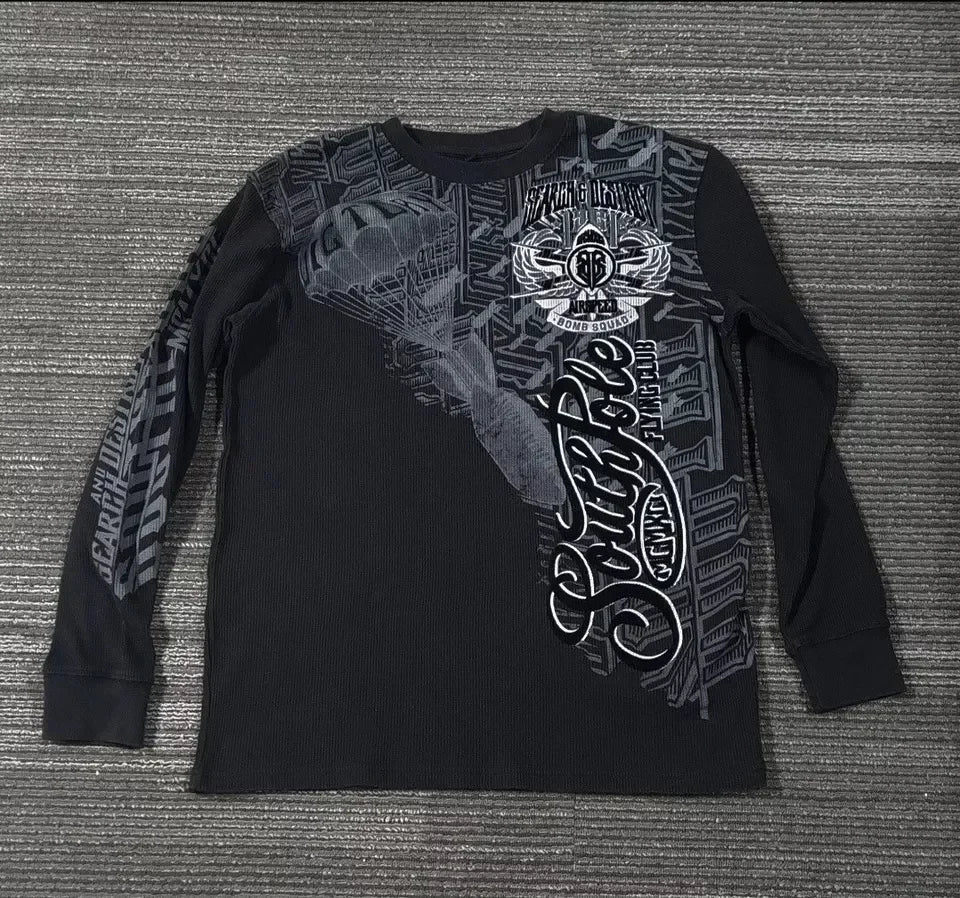 Southpole Y2K Gothic T-Shirt Long Sleeve Unisex Harajuku Streetwear |Hip Hop Letter Print Oversized Casual Shirt  Summer Fashion