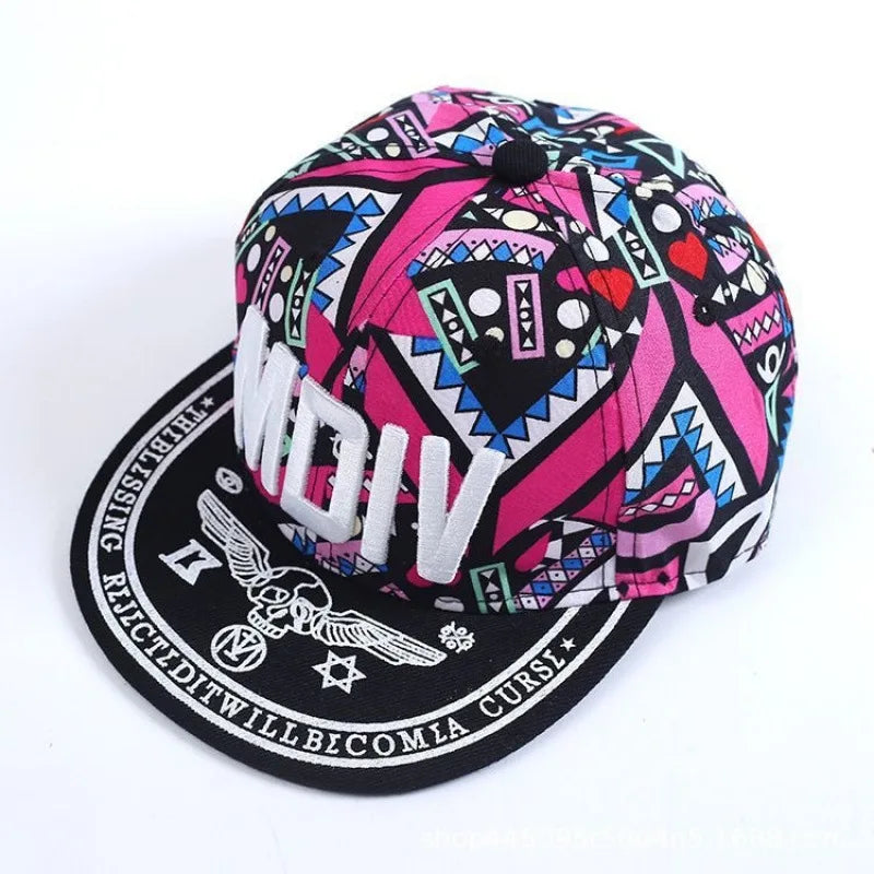 Youth Hip Hop Flat Brim Baseball Cap Outdoor Street Dance Hat for Men Fashion Snapback Adjustable Breathable Cotton