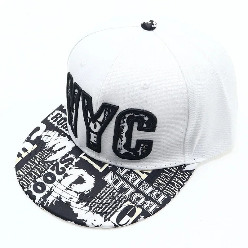 Youth Hip Hop Flat Brim Baseball Cap Outdoor Street Dance Hat for Men Fashion Snapback Adjustable Breathable Cotton