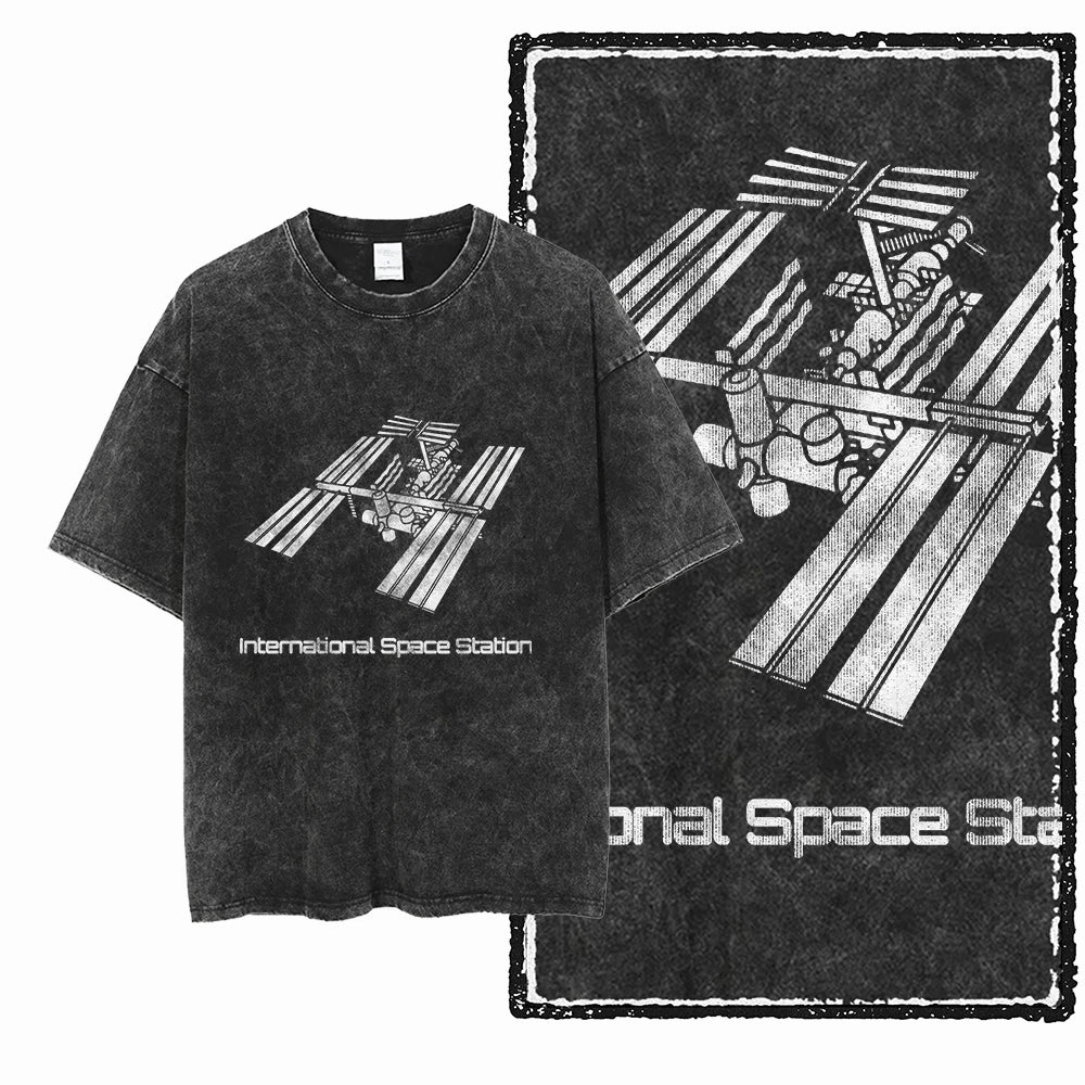 SA ASTRONAUT SPACE THEMES Printed Cotton Acid Washed Graphic Unisex T Shirt Cool Streetwear Men Tshirts Big Size Tee for men