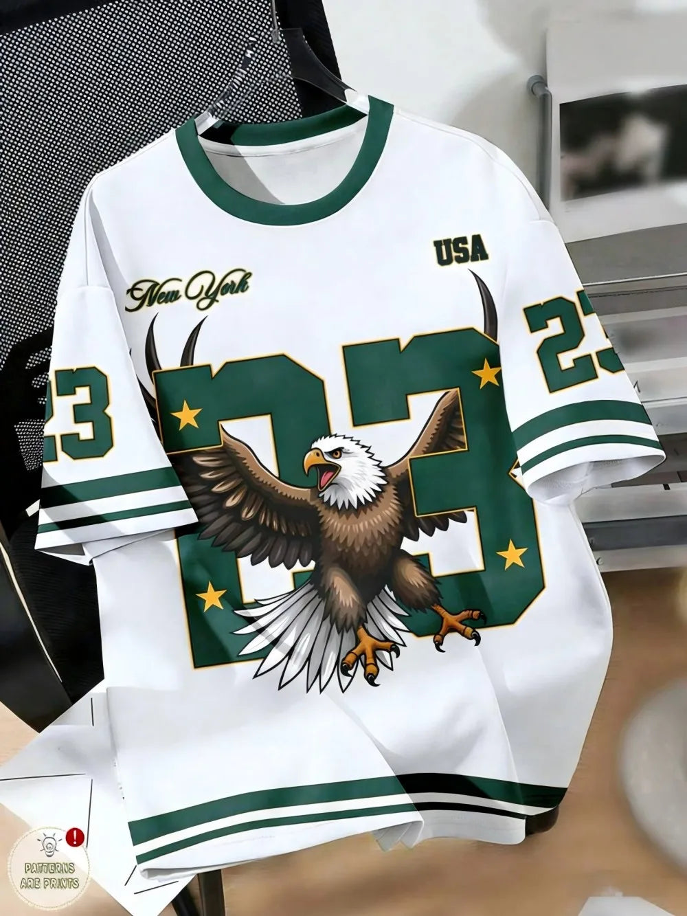 European and American Men's Summer Fashion Letter Eagle Print Comfortable and Breathable Round Neck T-Shirt Outdoor Sports Top