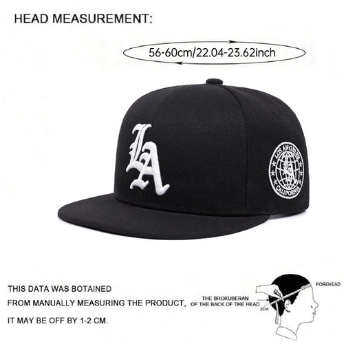 2026 New Los Ange Earth Letter Embroidered Cotton Flat Edge Hat Women Simple Baseball Hat Sunshade Hat Men's Outdoor HipHop Hat