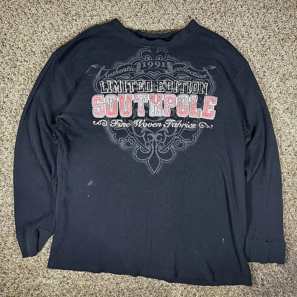 Southpole Y2K Gothic T-Shirt Long Sleeve Unisex Harajuku Streetwear |Hip Hop Letter Print Oversized Casual Shirt  Summer Fashion