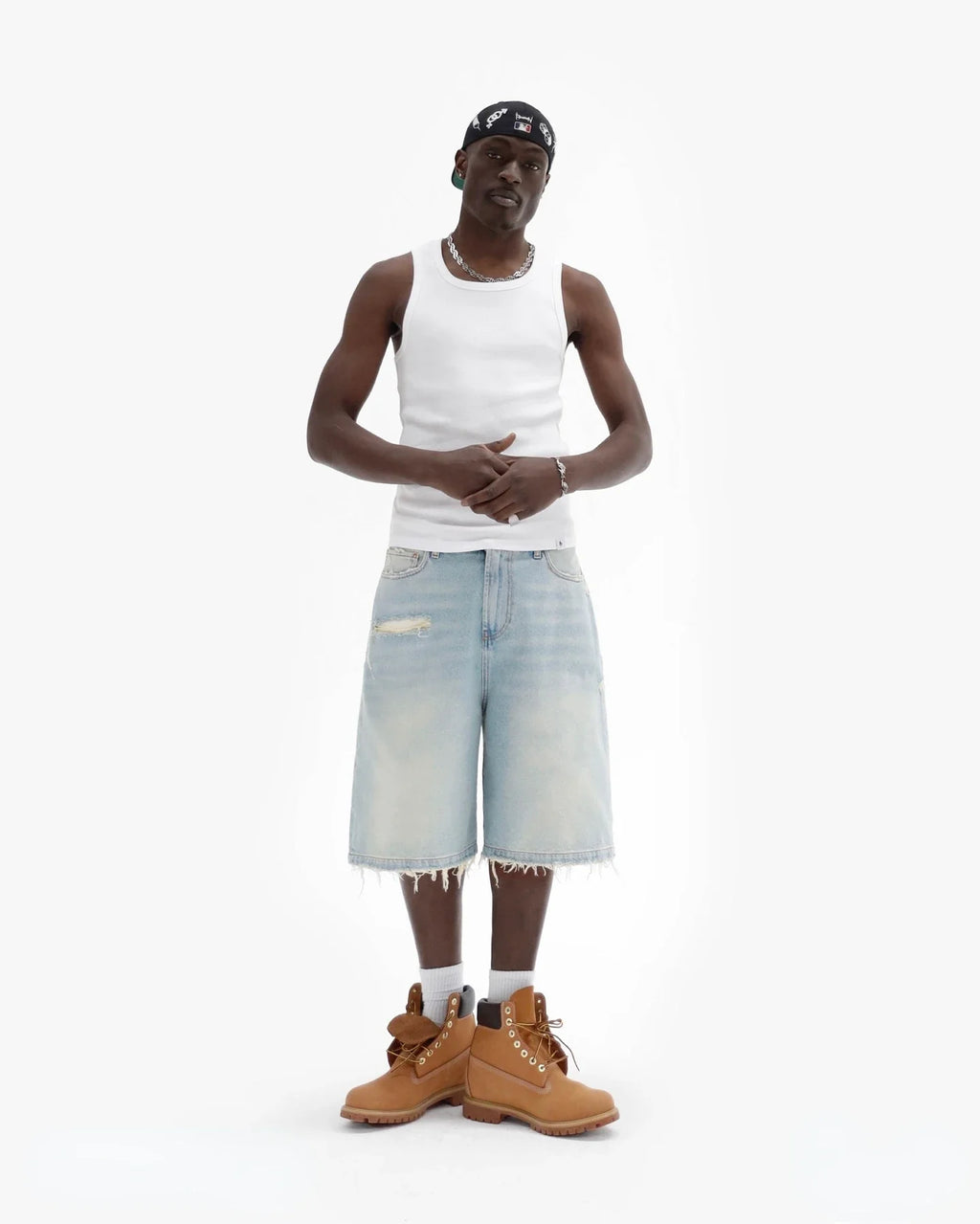 Y2k Black Punk Wash Baggy Work Shorts Men Women Summer Hip Hop Ripped Hole Denim Shorts Raw Edge Casual Jorts Streetwear