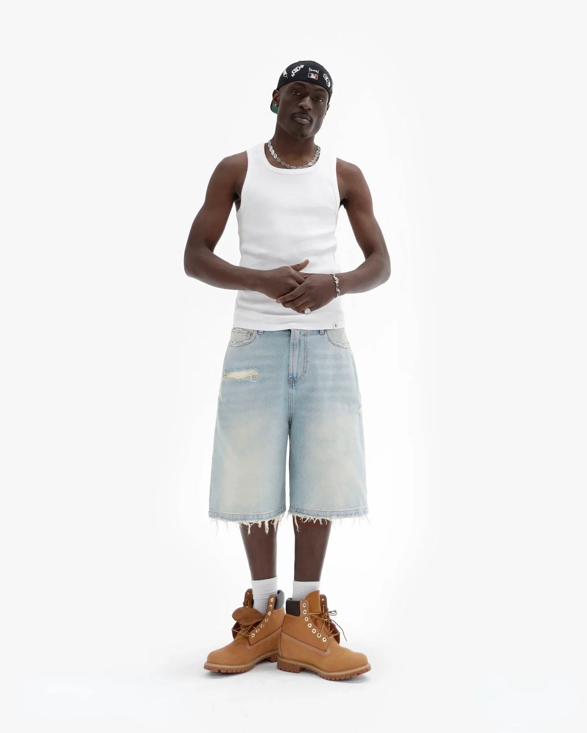 Y2k Black Punk Wash Baggy Work Shorts Men Women Summer Hip Hop Ripped Hole Denim Shorts Raw Edge Casual Jorts Streetwear