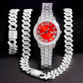 Exquisite Necklace+Watch+Bracelet Cuban