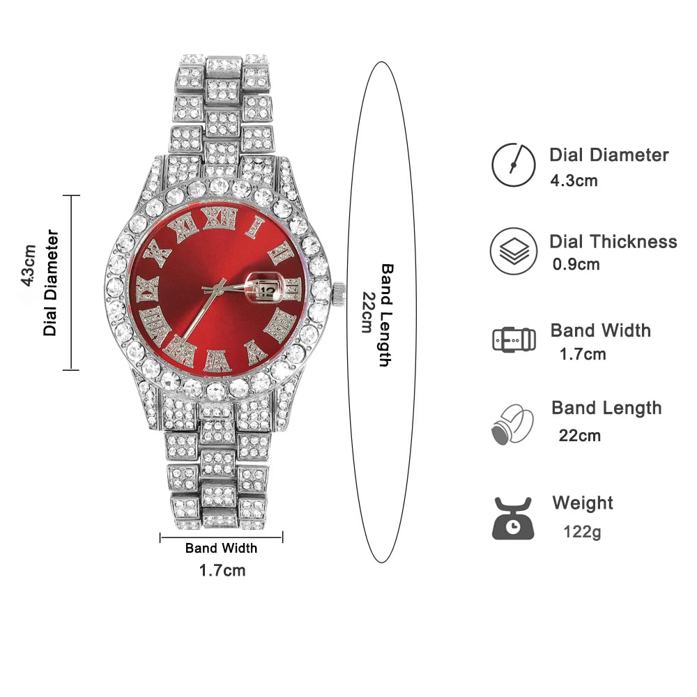 Exquisite Necklace+Watch+Bracelet Cuban