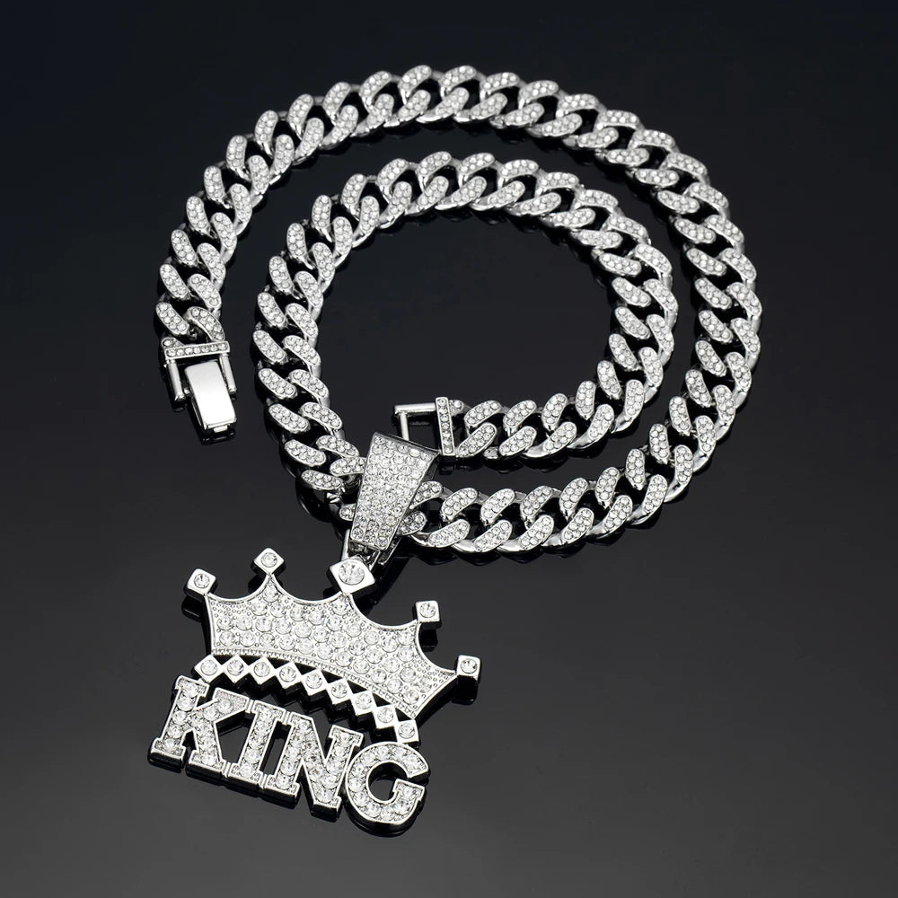 Men Hip Hop Crown with King Pendant