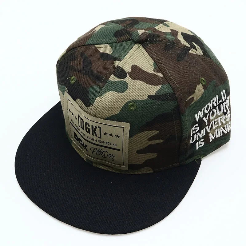 Youth Hip Hop Flat Brim Baseball Cap Outdoor Street Dance Hat for Men Fashion Snapback Adjustable Breathable Cotton