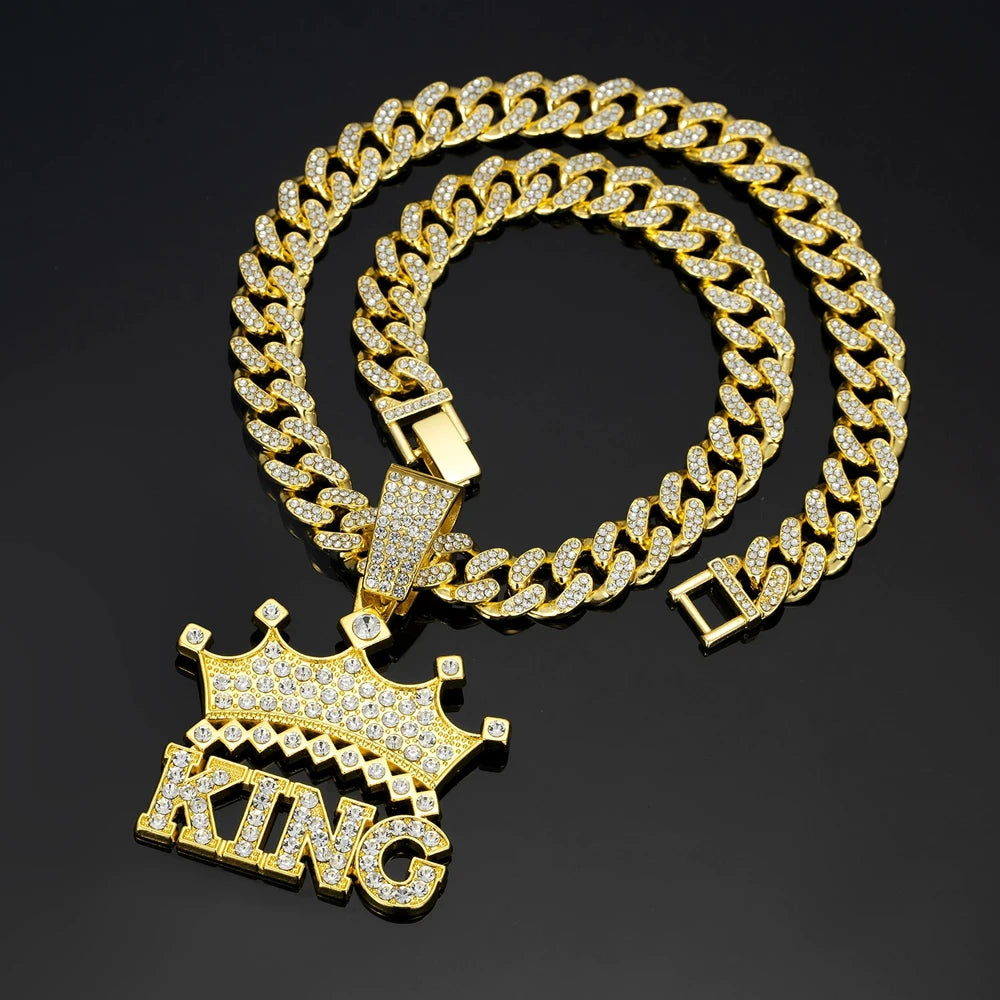 Men Hip Hop Crown with King Pendant