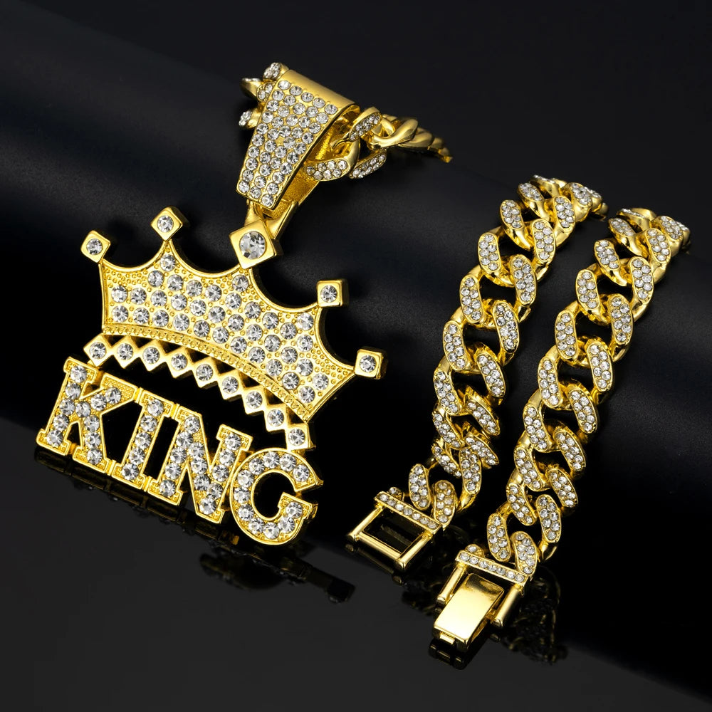 Men Hip Hop Crown with King Pendant