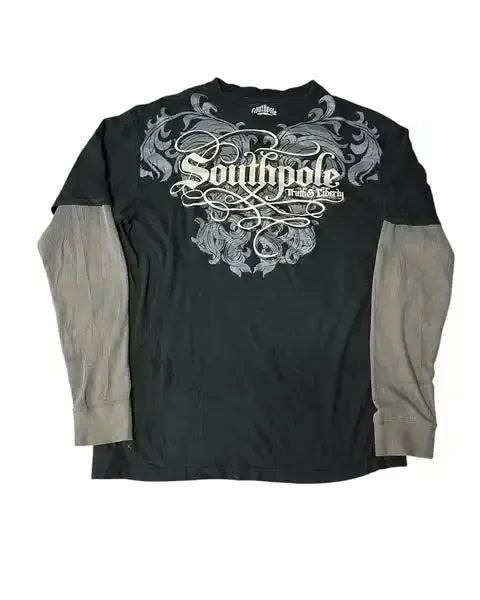 Southpole Y2K Gothic T-Shirt Long Sleeve Unisex Harajuku Streetwear |Hip Hop Letter Print Oversized Casual Shirt  Summer Fashion