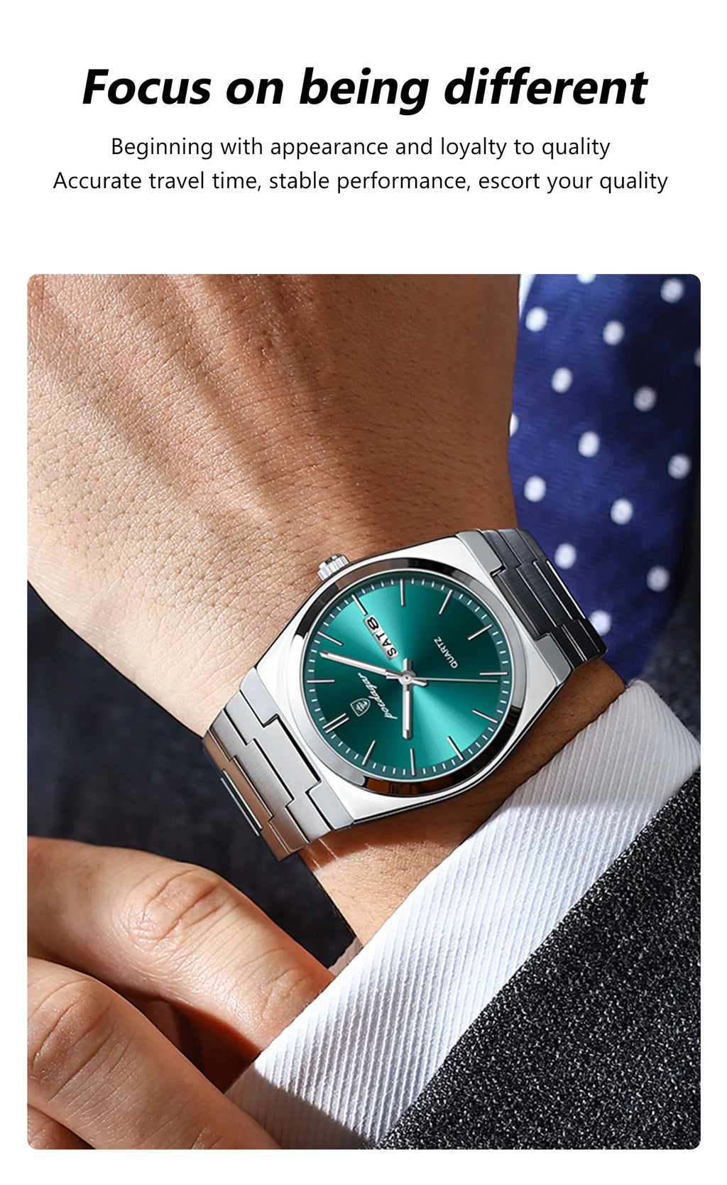 POEDAGAR Men's Stainless Steel Quartz Watch