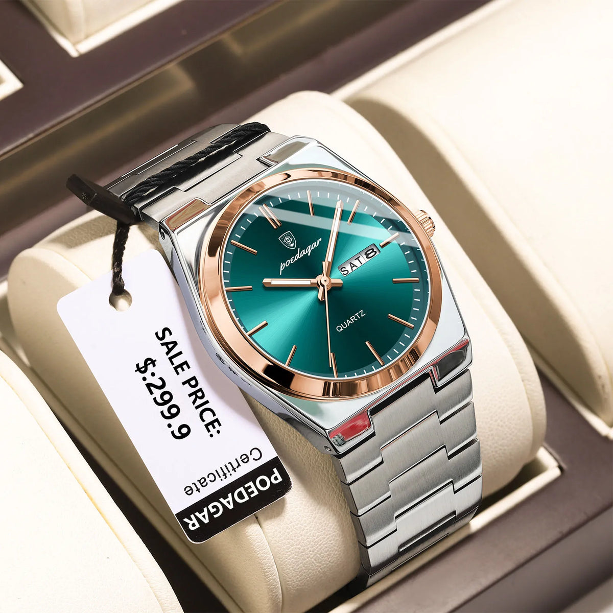 POEDAGAR Men's Stainless Steel Quartz Watch