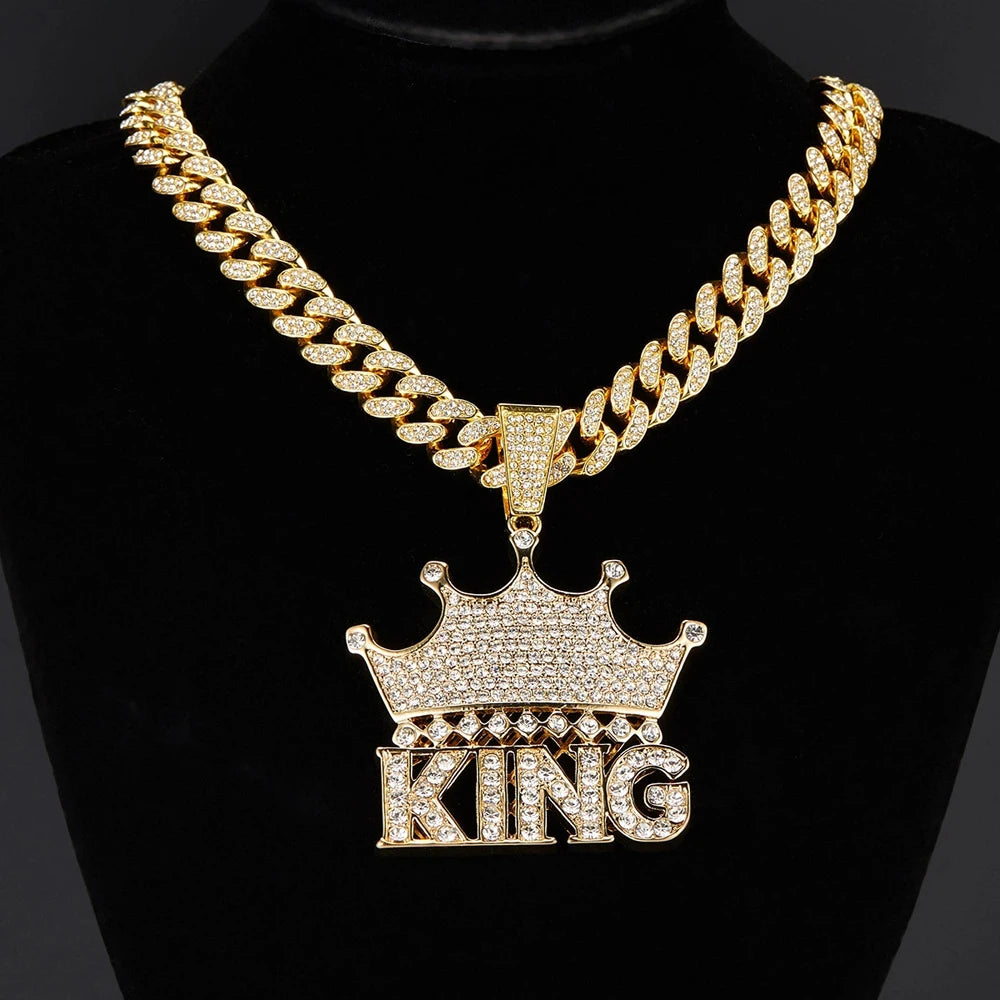 Men Hip Hop Crown with King Pendant