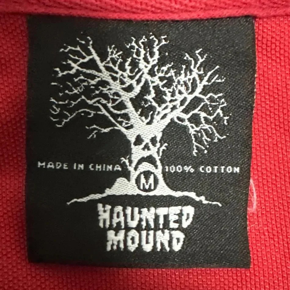 Haunted Mound Embroidered Red Polo Shirt Y2K Tshirt HipHop Retro Pumpkin Head Letter Embroidered Oversized Short Sleeve Top