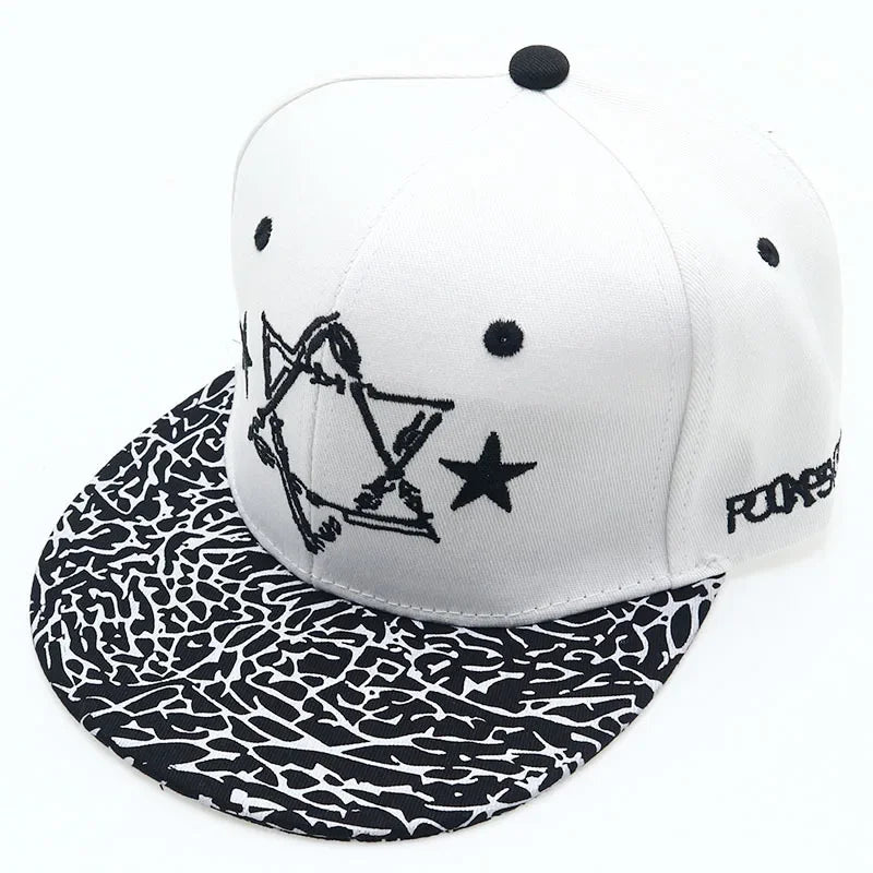 Youth Hip Hop Flat Brim Baseball Cap Outdoor Street Dance Hat for Men Fashion Snapback Adjustable Breathable Cotton