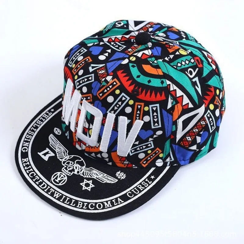 Youth Hip Hop Flat Brim Baseball Cap Outdoor Street Dance Hat for Men Fashion Snapback Adjustable Breathable Cotton