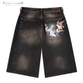 Summer Luxury Harajuku Jeans Bottoms American Vintage Y2K Graphic Men Bermuda Jorts Pocket Distressed HipHop Casual Denim Shorts