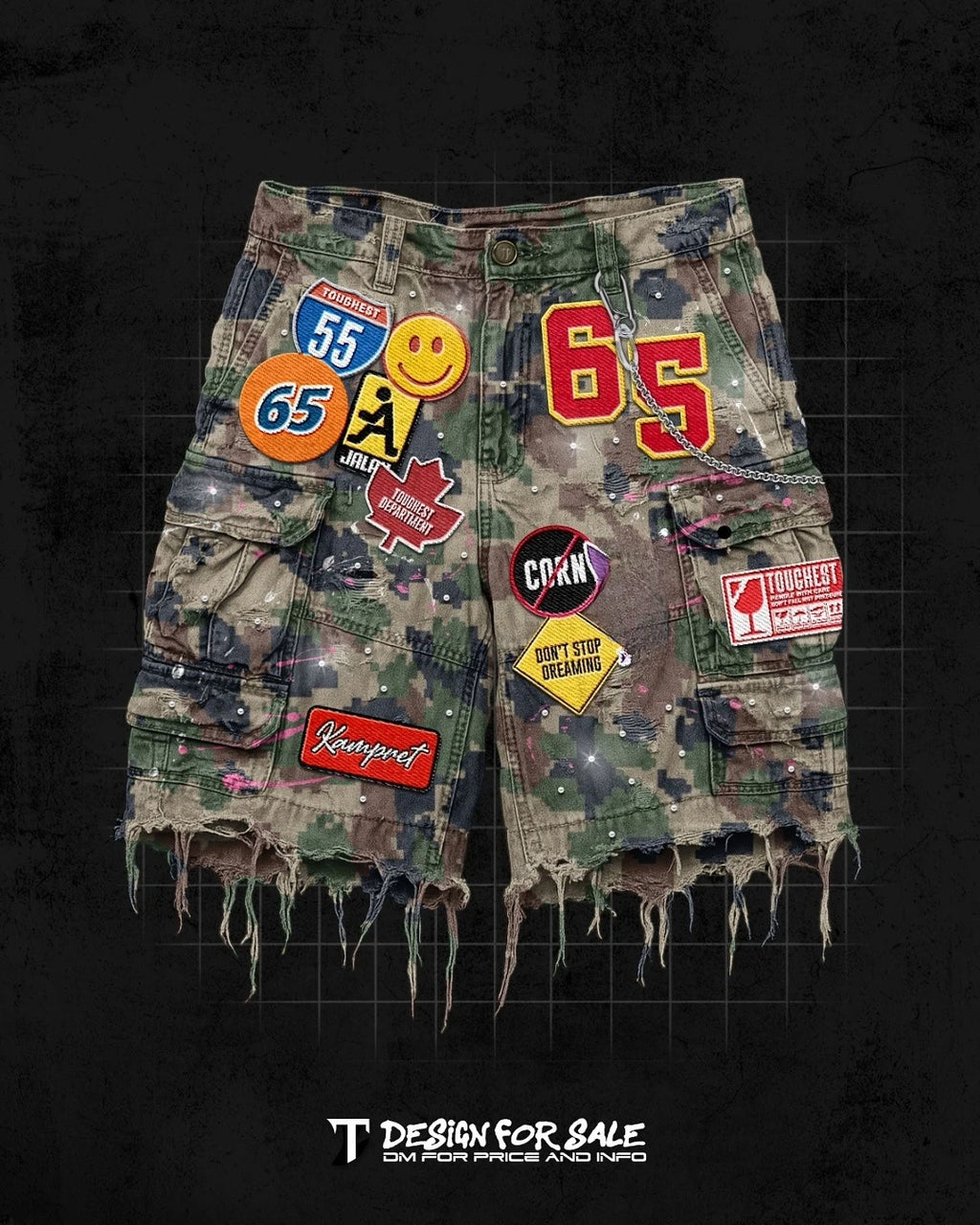 Baggy Custom Paint Jorts Washe Number 8 Ball Denim Shorts Men Goth Y2k Harajuku Casual Sweatpants Wide Leg Short Streetwear