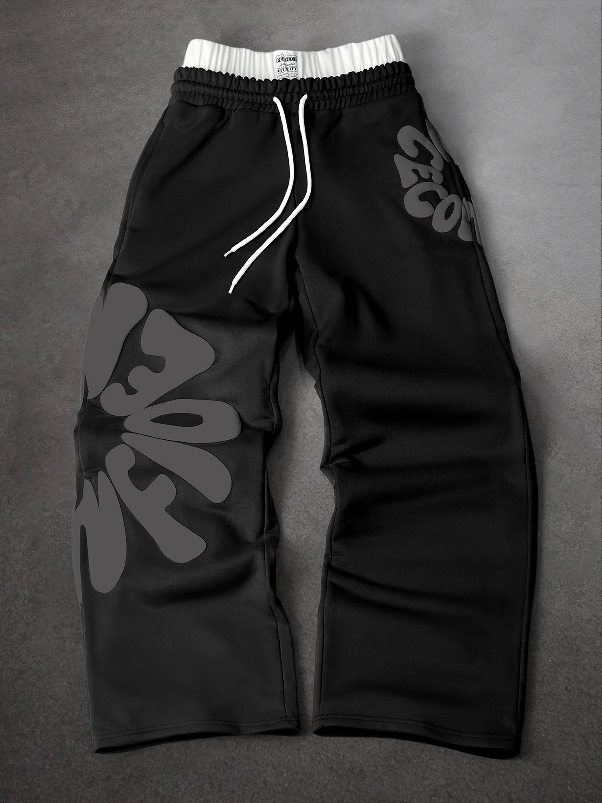 Men's Oversized Streetwear Sweatpants Brand Contrast Waist 3D Puff Letter Print Polyester Gray Multi Color Pants S-2XL All Size