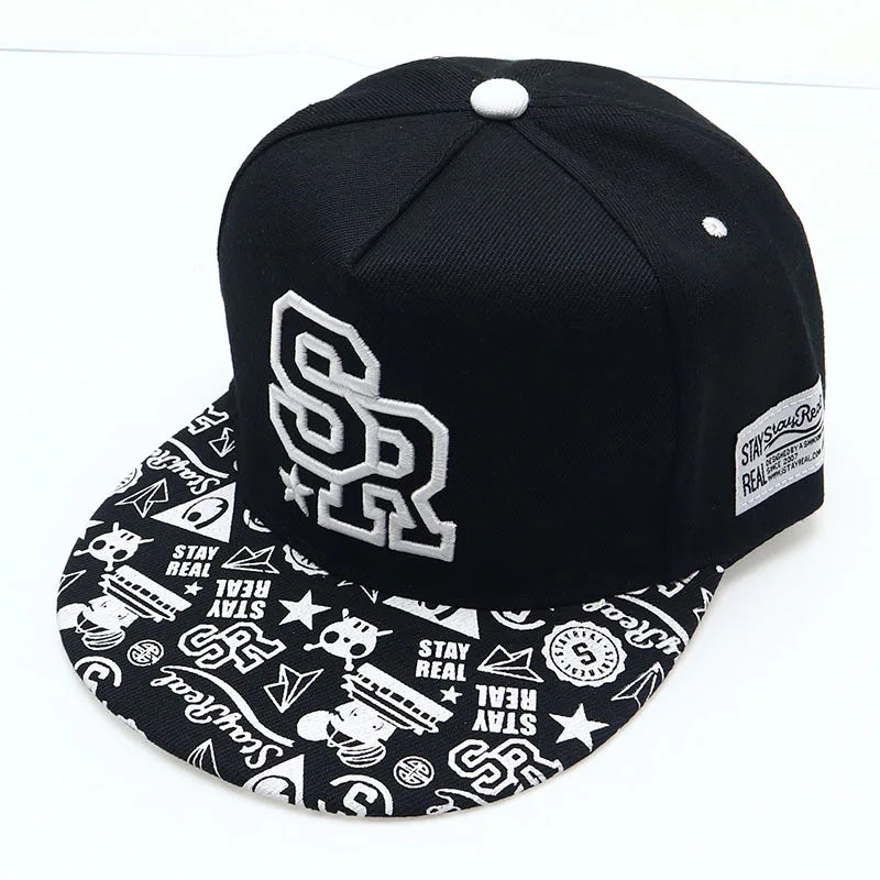Youth Hip Hop Flat Brim Baseball Cap Outdoor Street Dance Hat for Men Fashion Snapback Adjustable Breathable Cotton