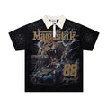 Striped Rhinestone Letter Logo MAJESTIK Short Sleeve Polo Shirt Men Woman Streetwear All-match Tee Best Quality New Fashion Top
