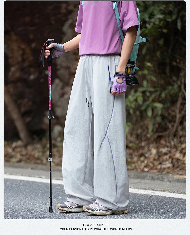 American High Street Trendy Hip-Hop Casual Pants Men's Spring Autumn Outdoor Hiking Loose Straight Pants Men Fashion Trousers