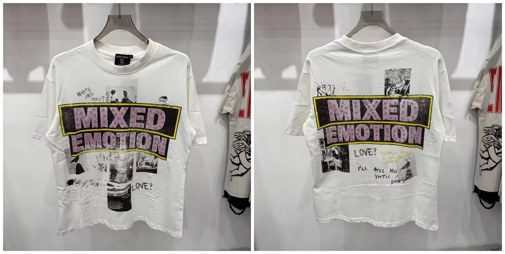 New MIXED-EMOTION Rhinestone cartoon printed pattern  cotton Men Women T-shirt Loose casual Shinning Tees Oversized Top