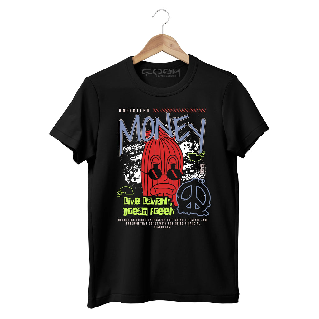 Cosh International Oversized Streetwear T-Shirt – 100% Cotton Graphic Puff Print Boxy Cropped Custom Screen Print Tee