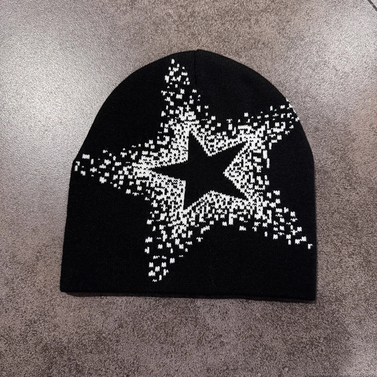 Star Pattern Knit Hat Jacquard Warm Beanies for Women Men Winter Autumn Outdoor Skullcap Skiing Hat Y2K Cold Hat Hip Hop Cycling