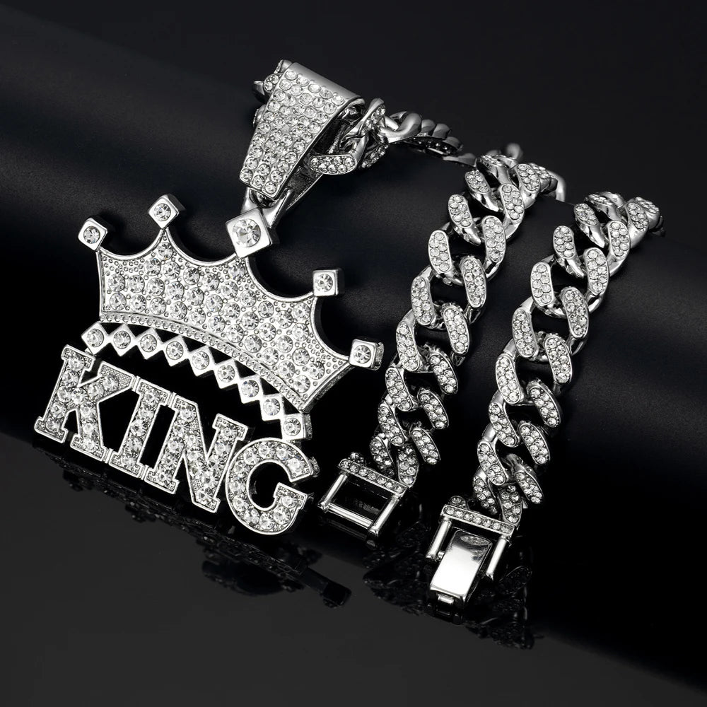 Men Hip Hop Crown with King Pendant