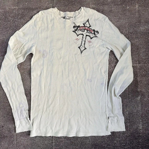 Affliction Winter Long Sleeved Cotton T Shirt New Y2k Fashion Retro Harajuku Round Neck Shirt Men's Women Gothic Casual Tops