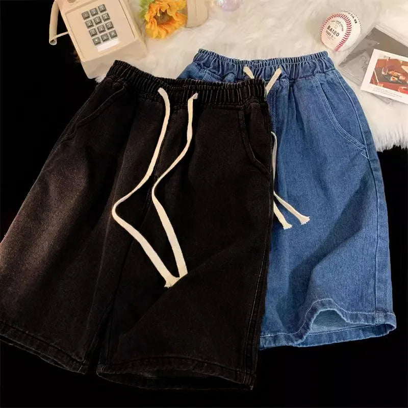 2026 Baggy Jeans Shorts for Men Casual Loose Fit Wide Leg Denim Jorts Y2K Vintage Hip Hop Skateboard Long Jorts Male Streetwear