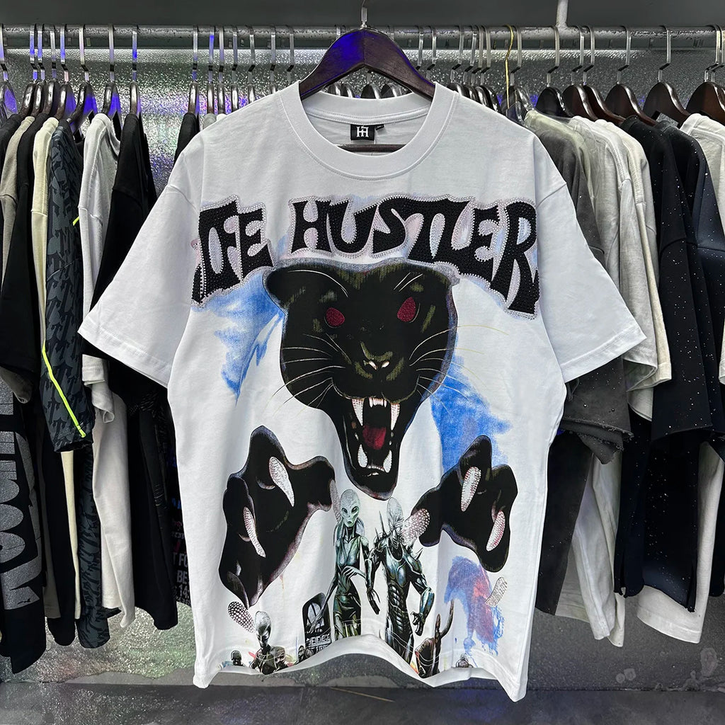 Praying Angel Shinning Diamond Cotton Short Sleeve Tshirts for Men and Women Crew Neck Loose Summer T-shirt Oversized Tees