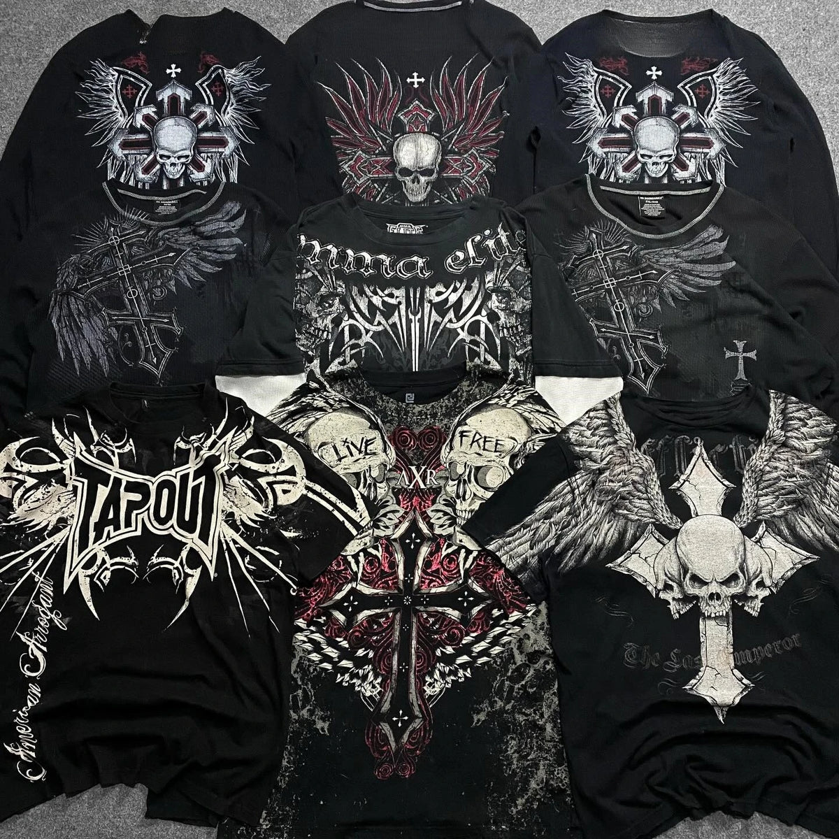 Alt Style Y2K Gothic Long Sleeve Pattern Oversized T Shirt High Street Breathable Cotton Women Man Casual Top