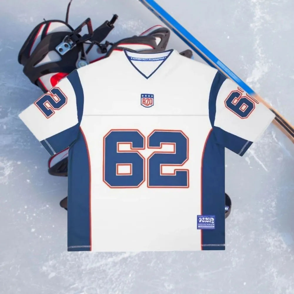 New American ice hockey men's breathable and comfortable V-neck T-shirt paired with digital printed outdoor sports top