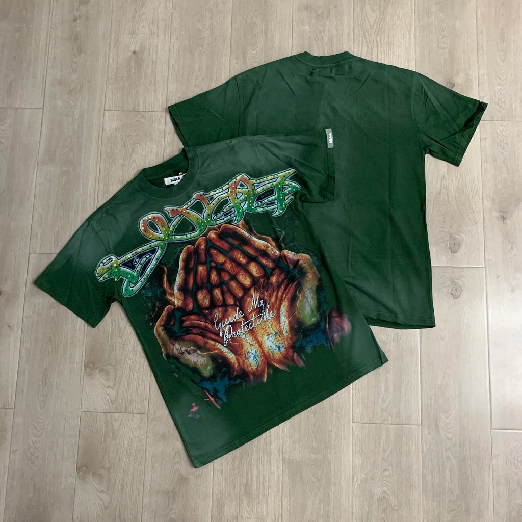 Streetwear Rhinestone Letter Print Yellow T-shirt Men Woman Fashion Retro Shinning Diamond loose casual Oversized Hip Hop Tees