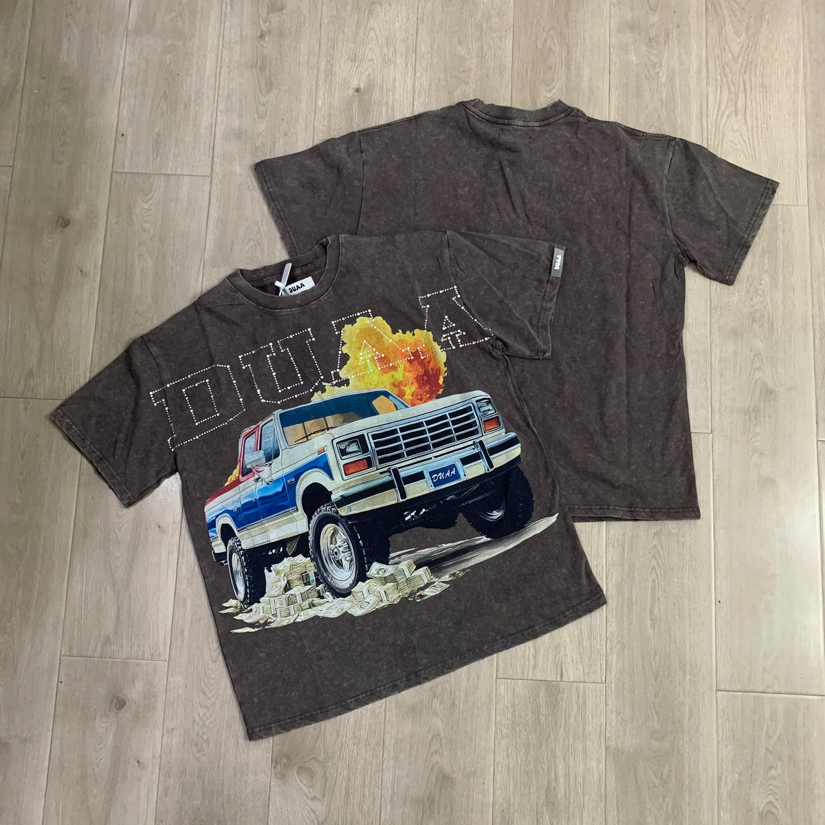 Streetwear Rhinestone Letter Print Yellow T-shirt Men Woman Fashion Retro Shinning Diamond loose casual Oversized Hip Hop Tees