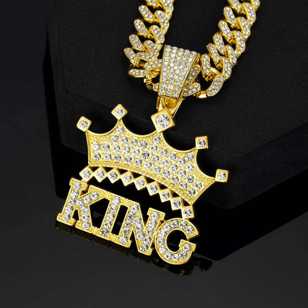 Men Hip Hop Crown with King Pendant