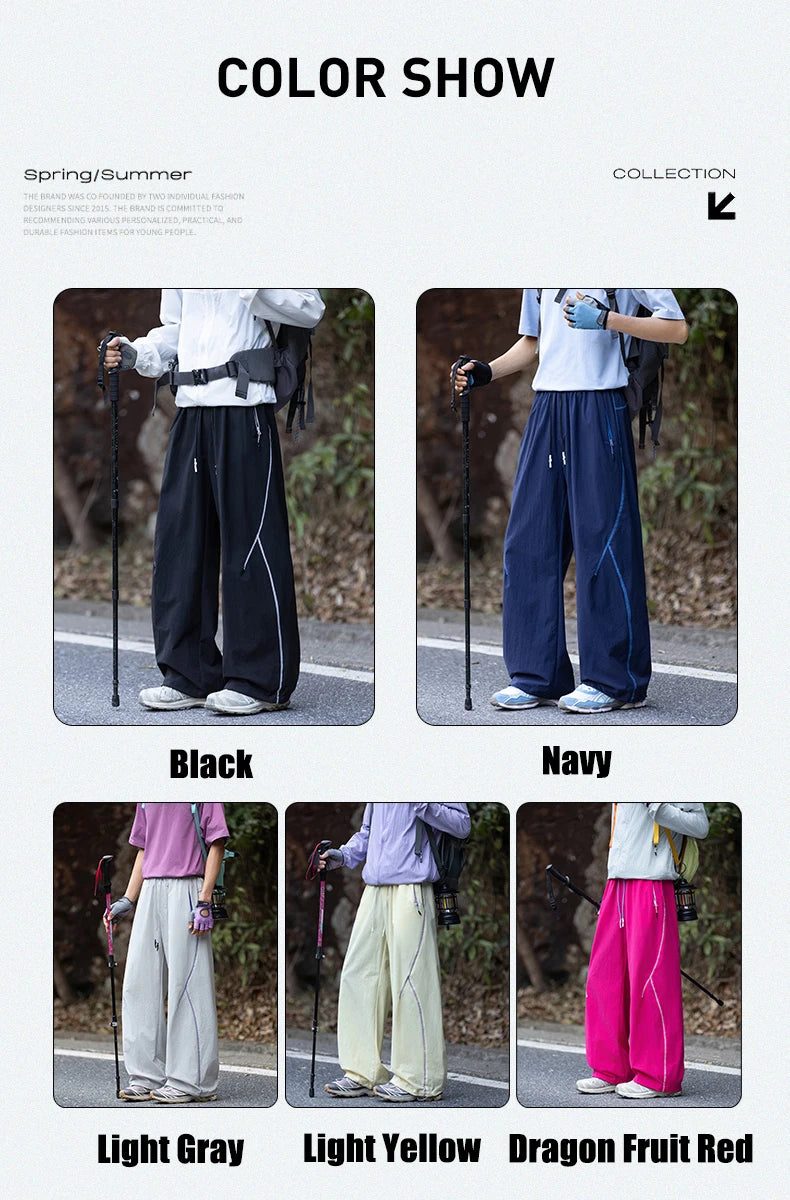 American High Street Trendy Hip-Hop Casual Pants Men's Spring Autumn Outdoor Hiking Loose Straight Pants Men Fashion Trousers
