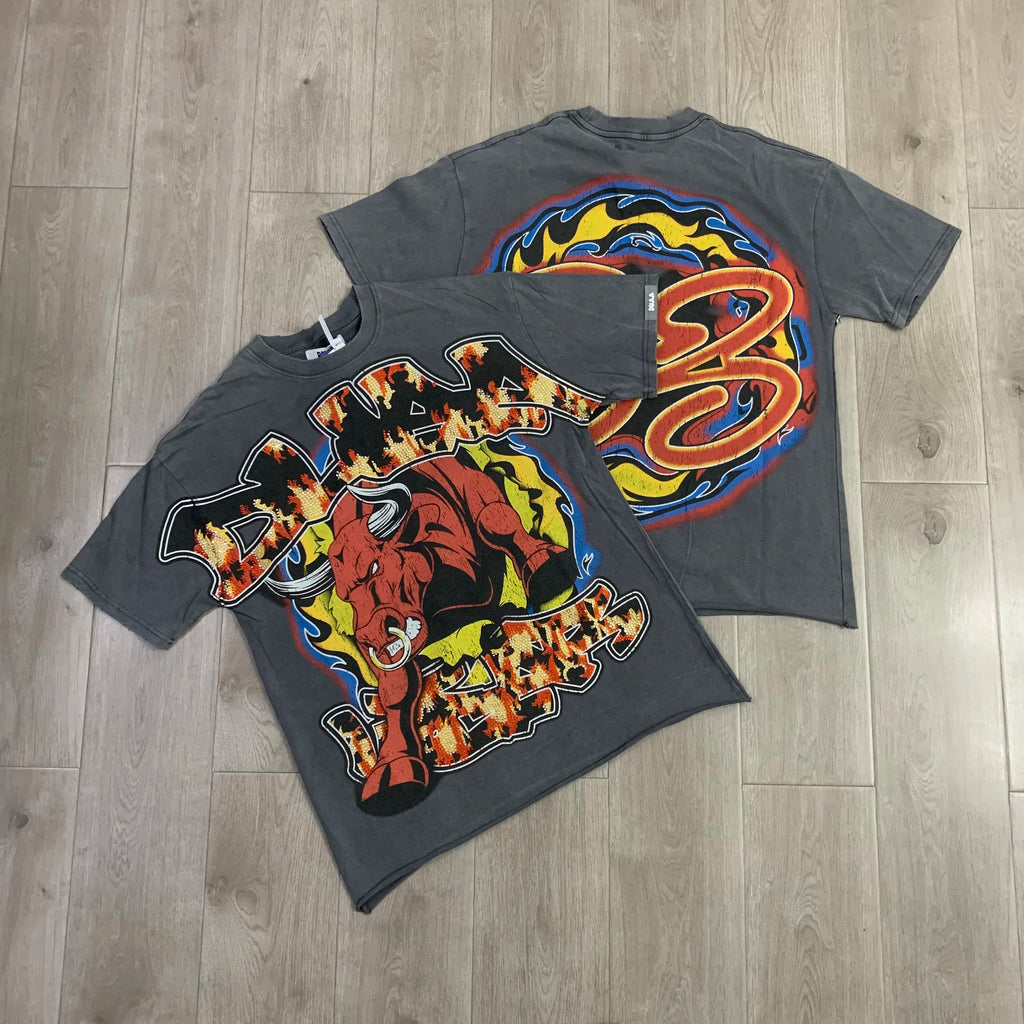 Streetwear Rhinestone Letter Print Yellow T-shirt Men Woman Fashion Retro Shinning Diamond loose casual Oversized Hip Hop Tees