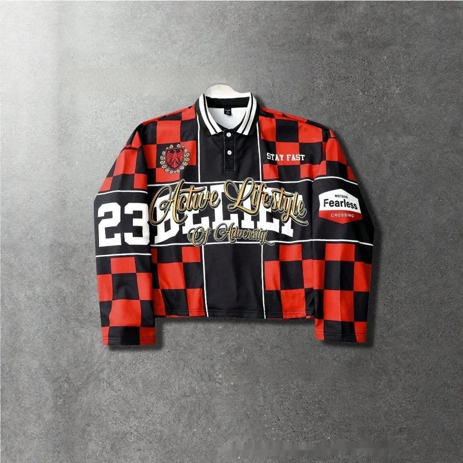 2026 Summer New Style Men's Long-Sleeved Polo Shirt with 3D Letter Pattern Print Street Casual Fashionable and Comfortable