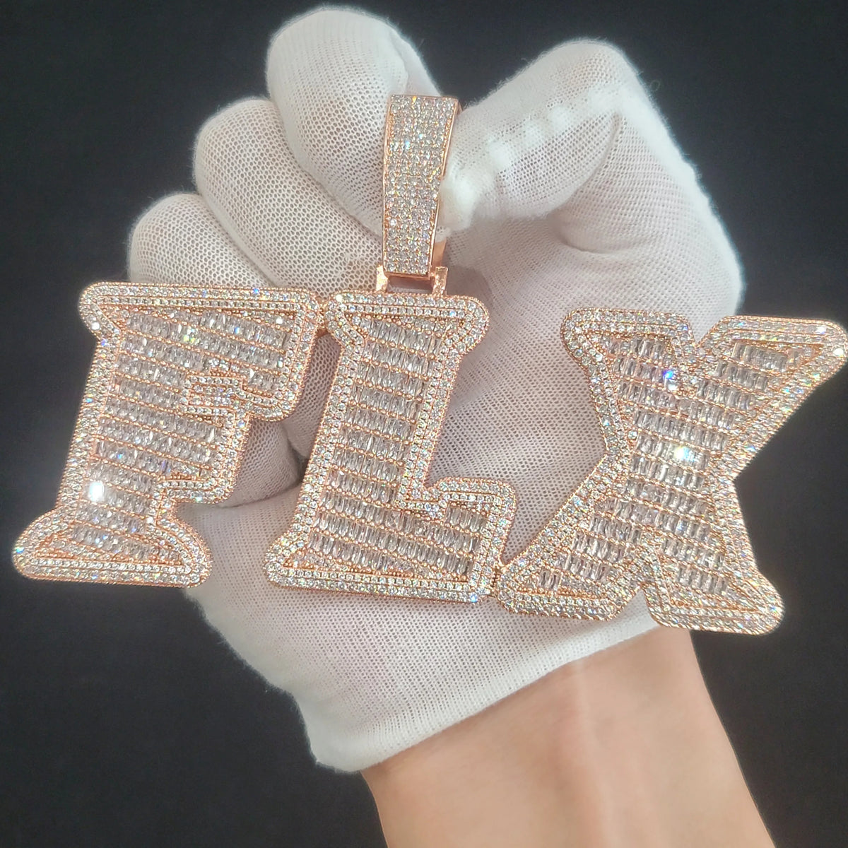 Custom Big Letters Name Pendant chain